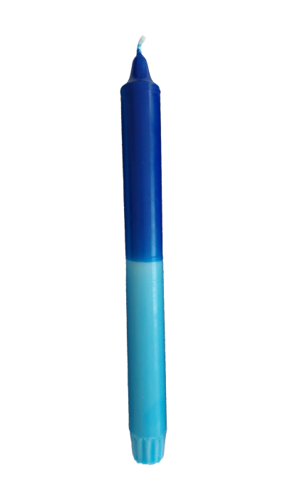 Kerze hellblau-dunkelblau