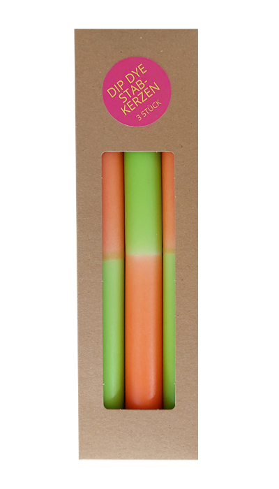 3er-Set Kerzen fresh green-orange
