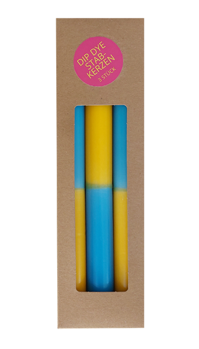 3er-Set Kerzen butter-hellblau